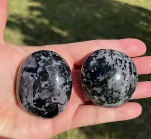 Indigo Gabbro Mystic Merlinite Crystal Palm Stone