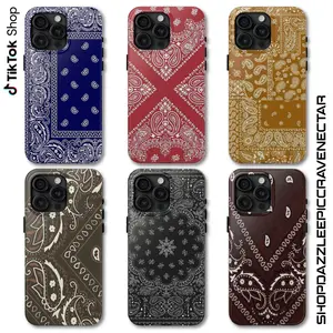 Retro Bandana Pattern Phone Case, Vintage Cowboy Americana Phone Cover, Minimalist Bohemian Aesthetic 17 Air Pro Max