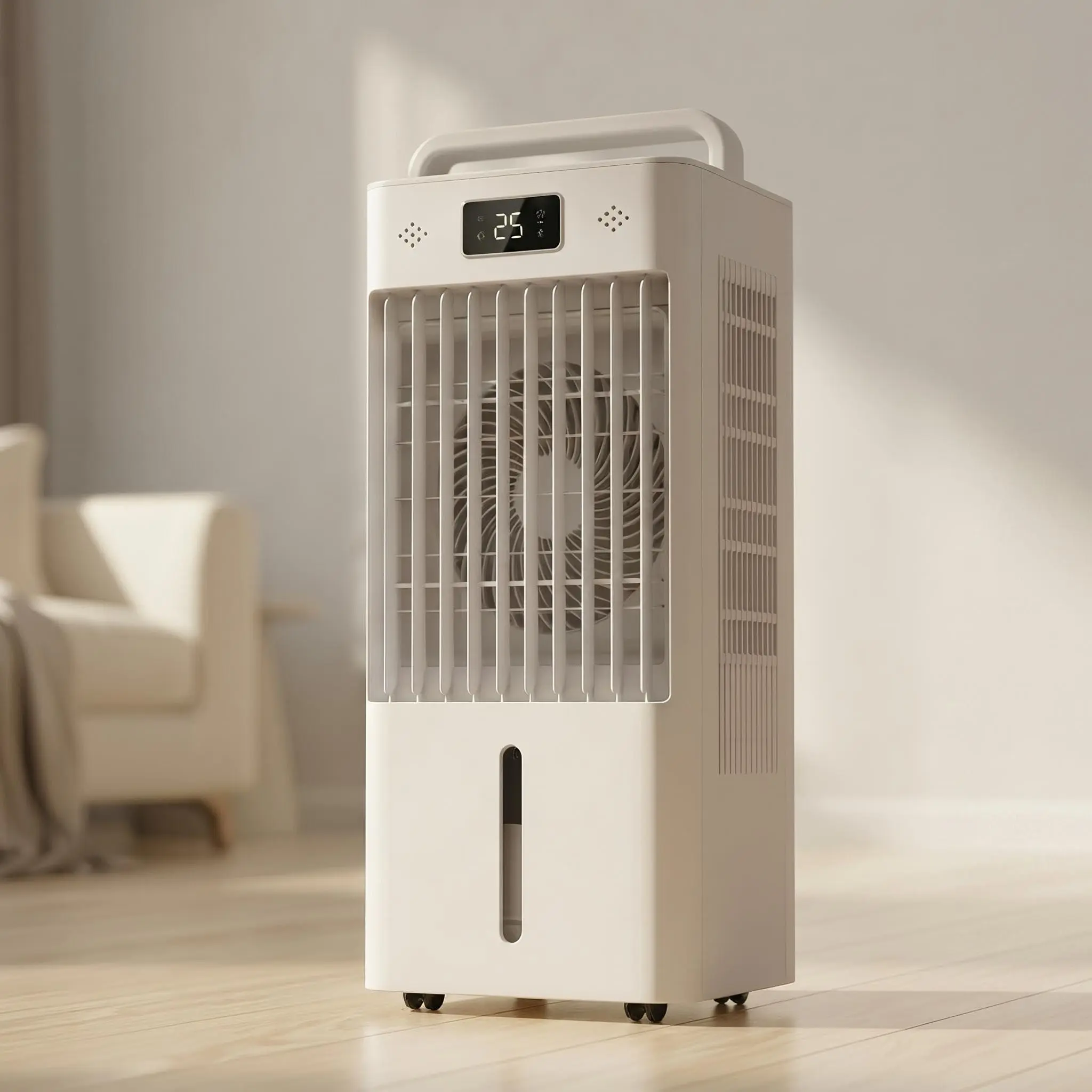 Conditioner, 3-in-1 cooler with a 2.65-gallon water tank and a 1–12-hour timer, 6 speeds, cooling for garages