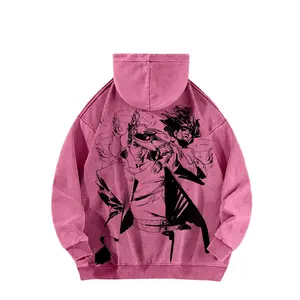 Jotaro Kujo and his Stand, Star Platinum, from JoJo's Bizarre Adventure - Long Sleeve Cotton Unisex Vintage Hoodie