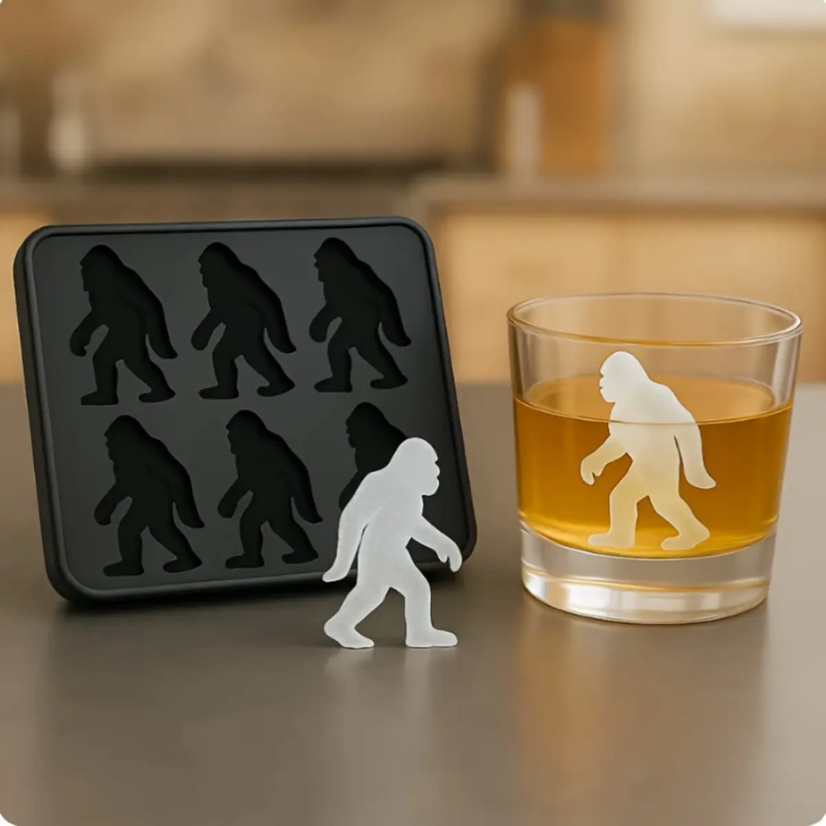1pc Bigfoot Shaped Ice Mold, Summer Cooling Ice Cube Maker for Home Kitchen Freezer, Silicone Ice Tray for Whiskey, Iced Coffee, Soda, Juice and Drinks, Home Bar Accessories, Creative Holiday Gift for Bigfoot Fans, Families, Father's Day and Mother's Day