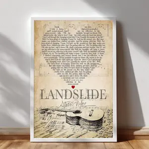 tevie Nicks Fleetwood Mac Band Landslide Lyrics Poster, Guitarist Music Poster, Rock Music Wall Art, Vintage Song Lyrics Print. No Framed