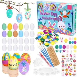 Easter Egg Decorating Kit - 24 Pcs Easter Egg Coloring Set DIY Painting Craft with Box, DIY Easter Egg Dye Activities for Home