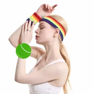 Rainbow Sports Set, 1pc Sweat-absorbing Wrist Guard & 1pc Headband, Outdoor Badminton Fitness Sweat-absorbing Headband, Basketball Tennis Protective Gear, Sweat Wicking Headband