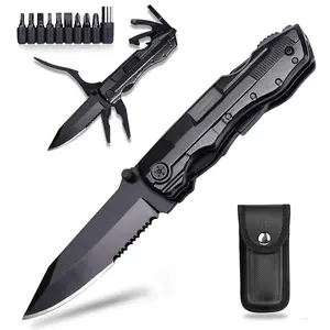 9 in 1 Pocket Knife, Multifunctional Folding Knife, Portable Camping Knife with Screwdrivers, Pliers, Bottle Opener, Folding Knife for Outdoor Camping