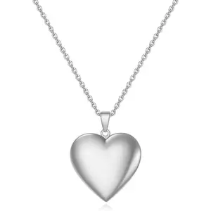20 inch Love Open Heart Photo Locket Necklace with Picture inside-Stainless Steel for Women