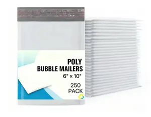 #0 Poly Bubble Mailers, 6x10 Inch 250 Pieces Poly Bag, Bubble Padded Envelopes, Self Seal Waterproof Mailing Envelopes,Usable 6x9 inch, Gray, 250 Pieces