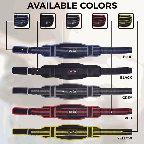 DEFY Weight Lifting Belt Lumbar Support with Neoprene Double Back Belt 5 Inches Wide Gym Training Fitness Exercise Bodybuilding Firm and Comfortable with Back Injury Protection