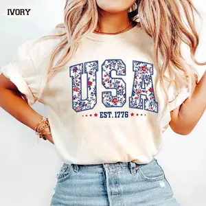 Comfort Colors USA Shirt, Floral America Shirt, Fourth of July Shirt, 4th of July Tee, Patriotic Women Shirt, USA Est 1776 Shirt