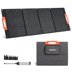 VEVOR 150W Foldable Monocrystalline Solar Panel, 23 Efficiency Portable ETFE Mono Solar Panel Charger with MC4 Output, Type-C, QC3.0 USB DC Ports, IP67 Waterproof for Power Stations Camping Hiking