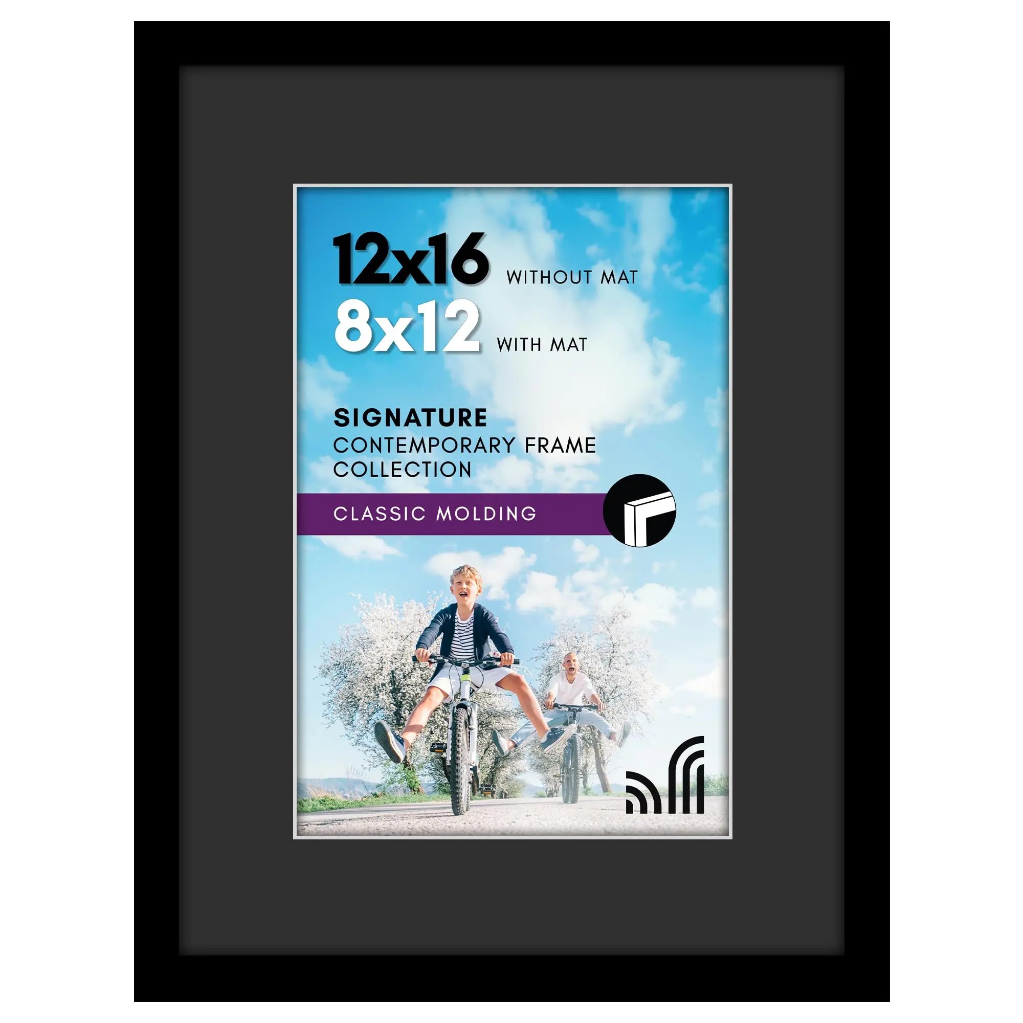 12x16 Picture Frame With Shatter-resistant Glass - Use As 8x12 Black Mat And White Trim Or Display Photo Without Signature Collection