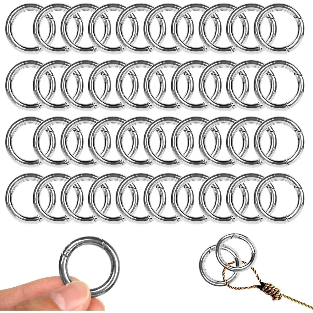 40Pcs Spring O Rings Round Carabiner Snap Clip, 28MM Zinc Alloy Spring Round Keychain, Spring O Ring for Key Chains, Bag, Purse, Handbag