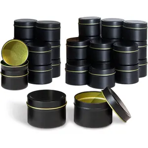 Aroparc Candle Tins 8oz, 24 Piece, Bulk Containers for Candle Making Jars with Lids - Black