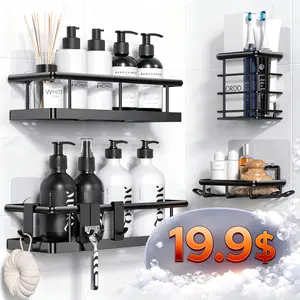 No Drill Shower Caddy | Rustproof Adhesive Bathroom Organizer with Soap Holder Perfect for Bathroom, Kitchen & Home Storage