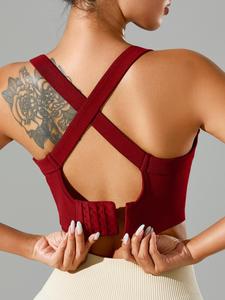 women's solid sports bra, athletic fitted comfortable high stretch sports bra, strappy workout bra, ladies yoga wear fitness sportswear for indoor outdoor wear, lightweight activewear, sporty breathable bras, sports bra tank, workout clothes women,