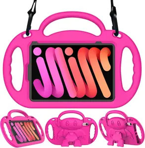 Case for iPad Mini 7 (A17 Pro) 2024/ Mini 6 2021, iPad Mini 7th/6th Generation Case with  Strap - Durable Shockproof with Handle Stand Protective Cover for iPad 8.3 Inch,