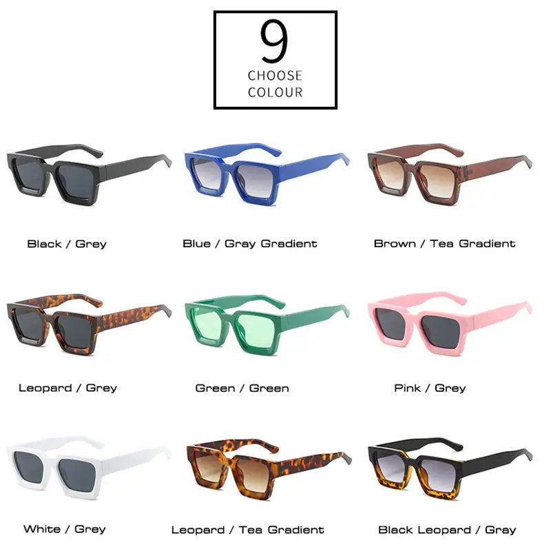 SO&EI Fashion Square Women Luxury Sunglasses Retro Brand Designer Men Trending Leopard Blue Green Sun Glasses Shades UV400 SO&EI Fashion Square Women Luxury Sunglasses Retro Brand Designer Men Trending Leopard Blue Green Sun Glasses Shades UV400