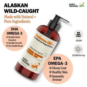 Deley Alaskan Wild-Caught Salmon Oil + Formula for Dogs & Cats 16 oz Pump - Nourishing Salmon Oil, Omega Fatty Acids, and Skin Support for Pets