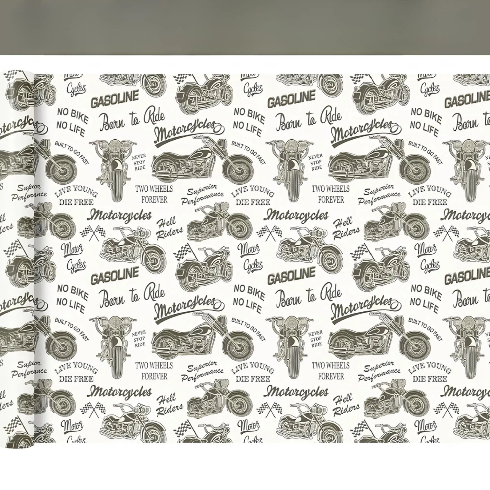 Motorcycle Wrapping Paper - Vintage Motorcycle Mens Wrapping Paper for Biker Party, Birthday, Father's Day | Gift Wrapping Paper
