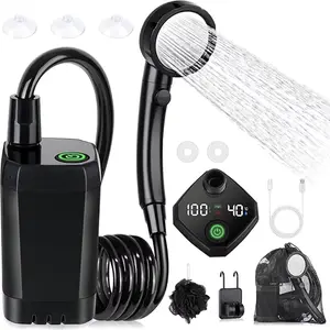Rechargeable Portable Camping Shower 6000mAh with LED Display and Shower Head - Electric Shower Pump for Outdoor Use NONE