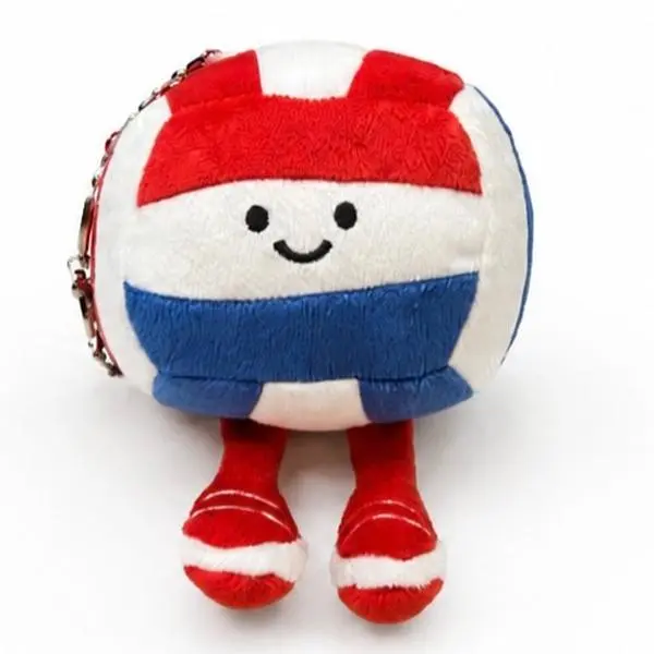 Plush Red White & Blue Volleyball Keychain - Soft Toy for Backpacks or Volleyball Gifts - Fun & Cute Design Fashionable Lucky Charm