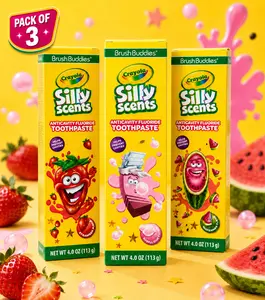 Toothpaste Crayola Silly Scent Anticavity with Flouride - Set of 3 - Flavors: Strawberry, Bubble Gum, Watermelon, fun for kids, toddlers and youths, oral, dental care