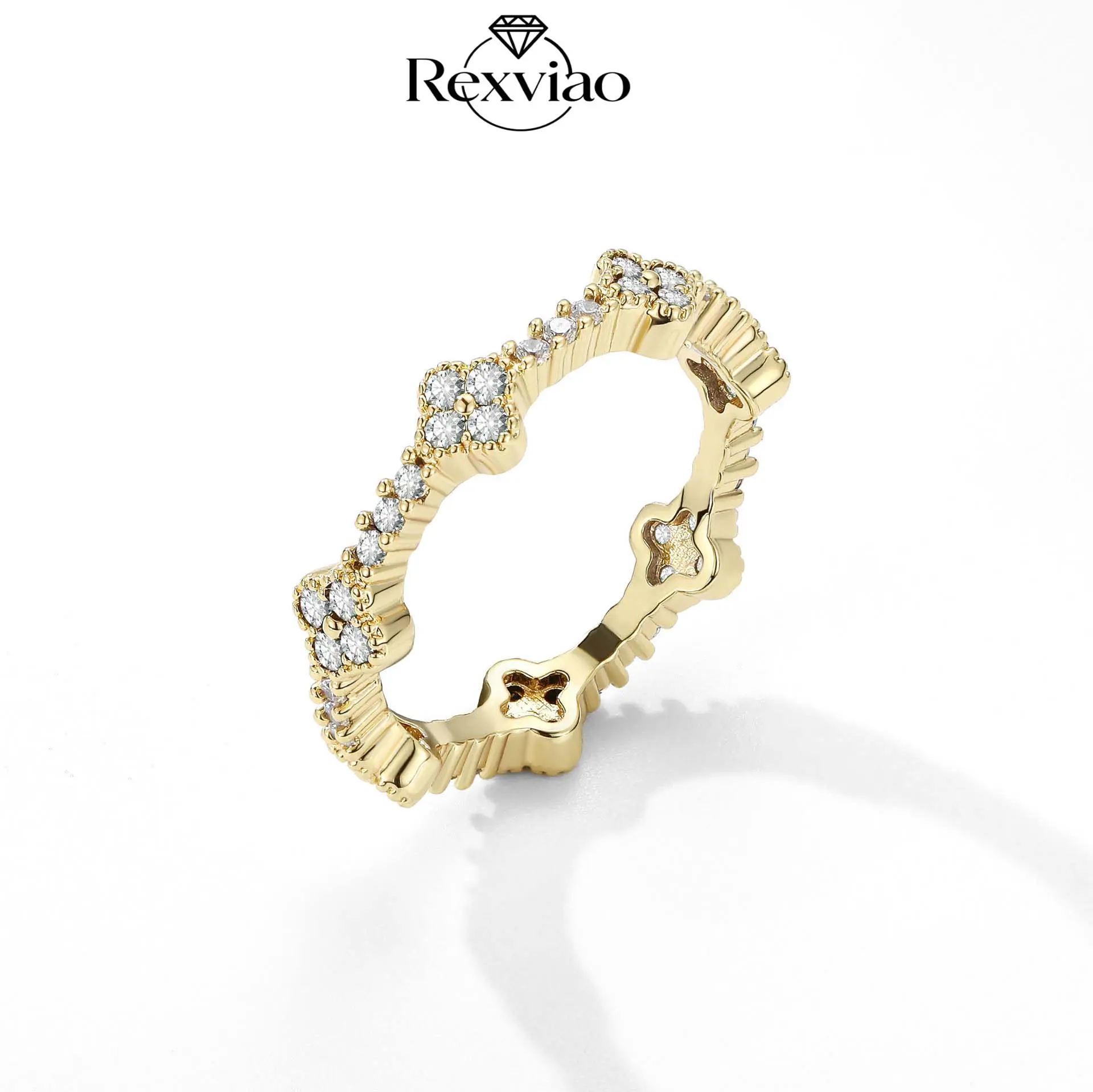 Rexviao 5ACZ Women's Minimalist Square-Cut Flawless Cubic Zirconia Artificial Gemstone Band Ring - Fluid Contours, Comfortable Fit, Sizes 5-10, Ideal for Daily-Party Wear, Graduation Gift Jewelry for Best Friend, Female, 5A-Grade Brilliance, Commute