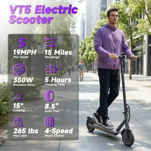 Electric Scooter – 19 MPH Max Speed,  8.5" Honeycomb Solid Tires, 350W Motor, 15 /17/21Miles Range, Foldable Design, Dual Braking System & App Control