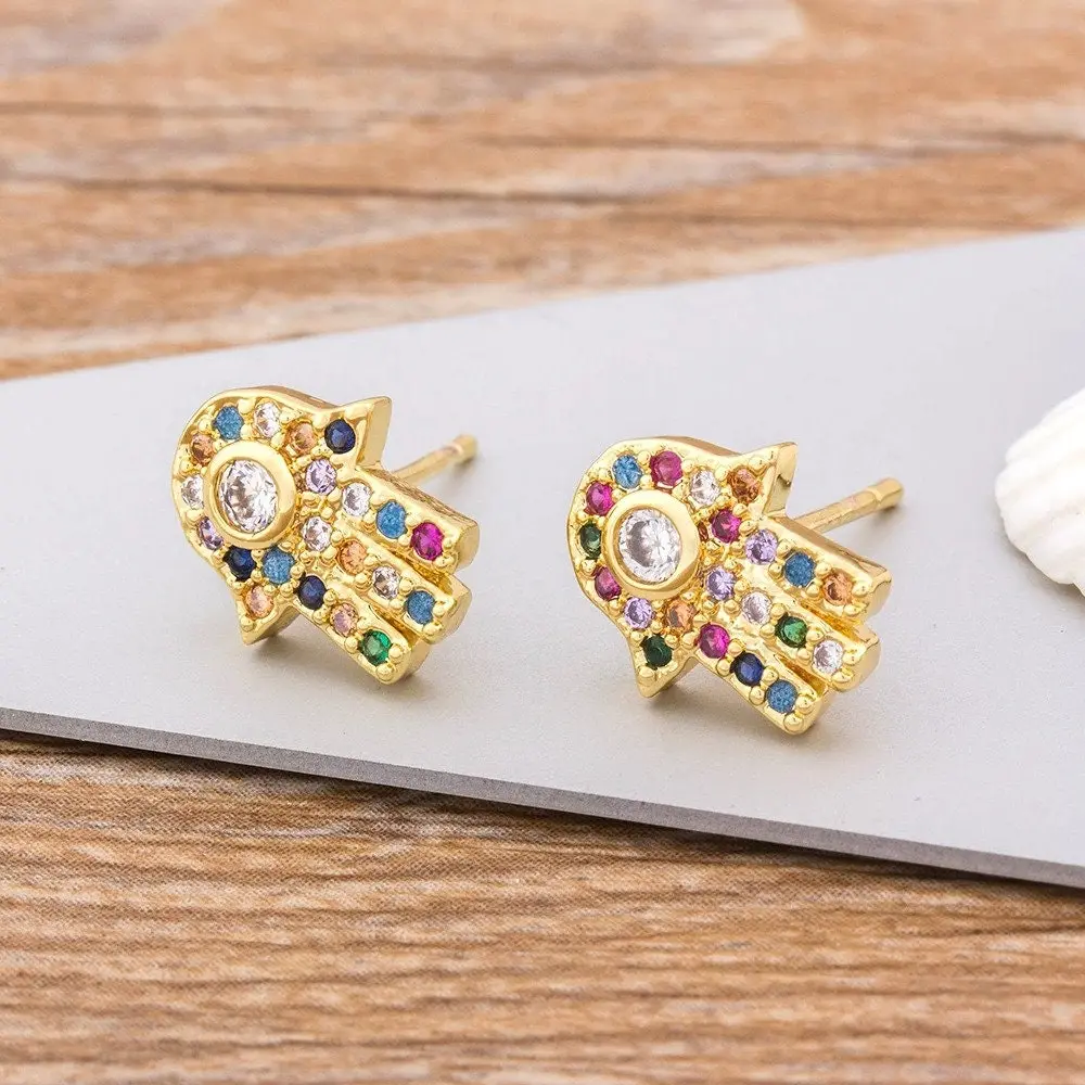 Hamsa Earrings, Evil Eyes Hand, Small Hand Of Fatima