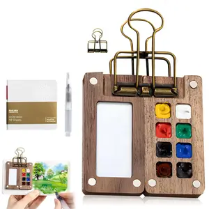 Portable Nano Watercolor Palette Kit, 12/24 Colors, 8/15 Grid Wooden Box, Travel-Friendly Set for Artists, Painters & Students, Art Supplies
