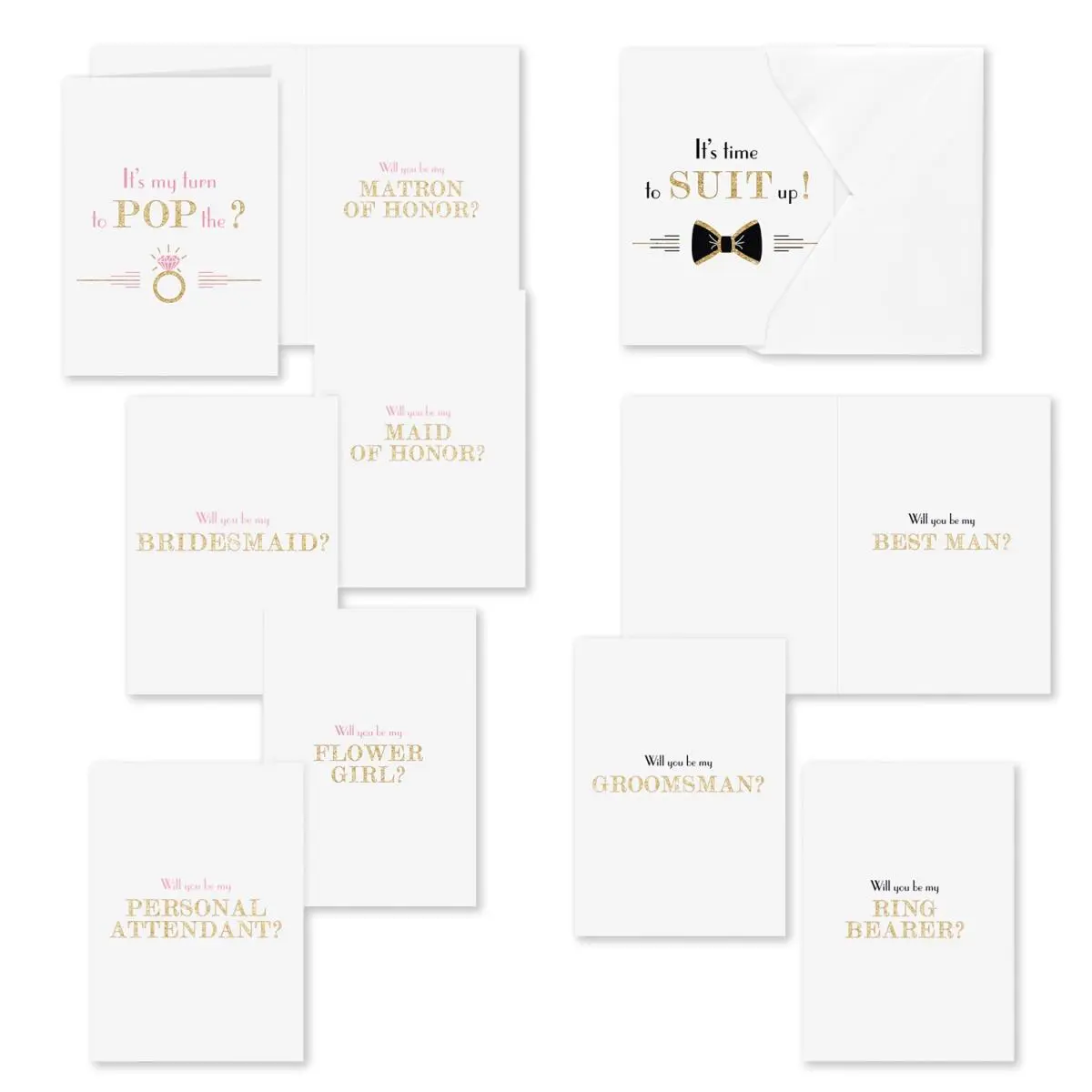 Hortense B. Hewitt 54035 Pop the Question Card Set, Wedding Card Set for Ring Bearer & Personal Attendant, Flat Digital Print, Full Color Office Stationery, No