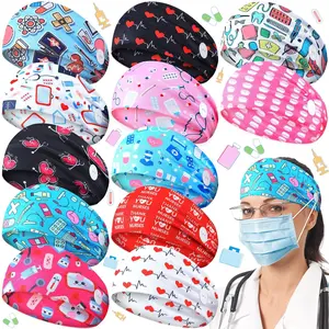 12 Pcs Nurse Headbands for Women, Non Slip Nursing Headbands with Buttons for Mask Work Accessories Elastic Ear Protection Hair Bands Gift for Spa Yoga Sports(Stylish)