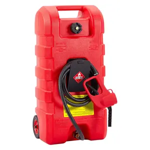 Garvee 16 Gallon Portable Heavy-Duty Gas Can and Fuel Storage Caddy with 10FT Manual Siphon Pump and Wheels, Perfect for Car, Boat, ATV, Tractor, Snow Blower, Generator, and More