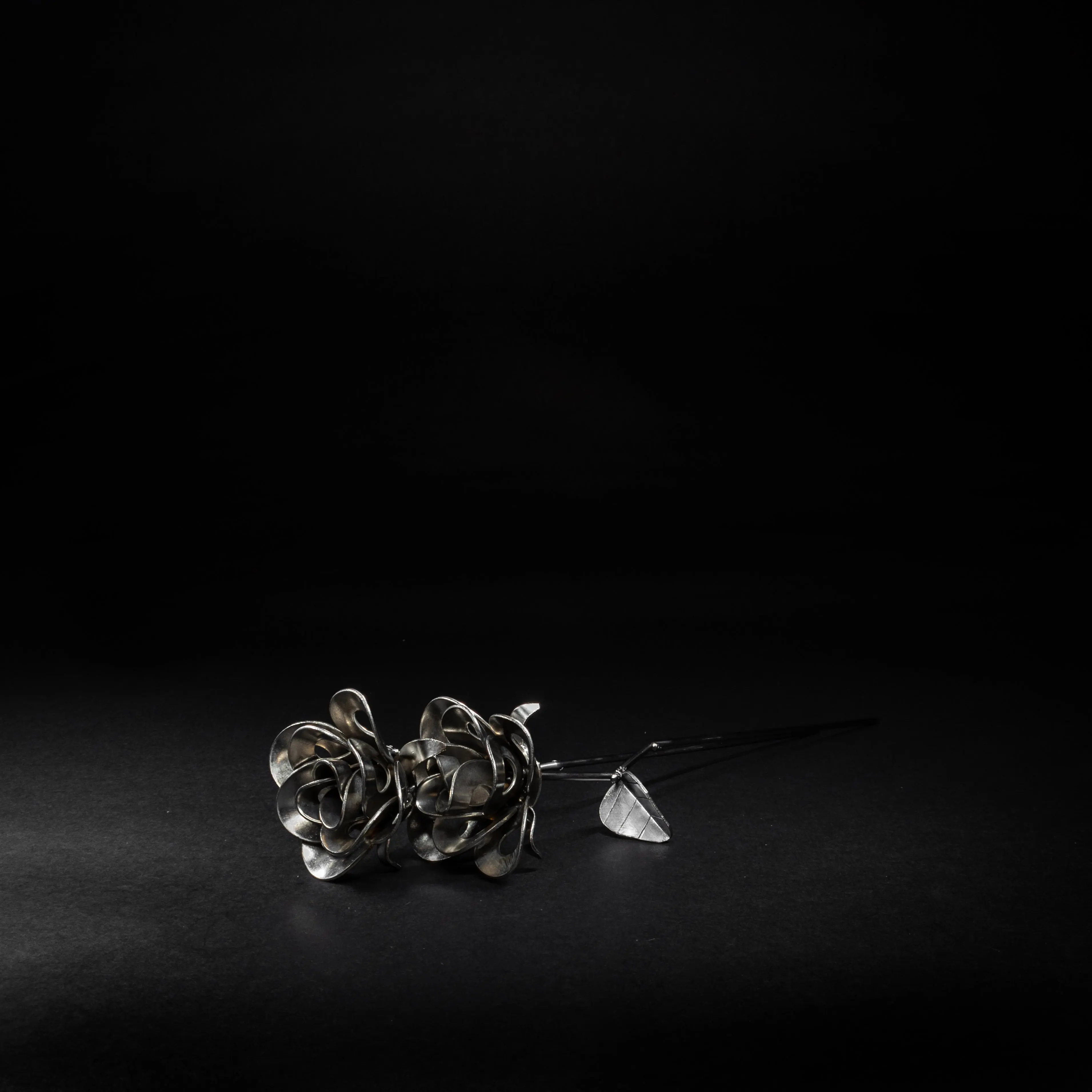 Two Metal Roses, Metal Rose Pair, Metal Rose Sculptures, Steampunk Roses, Two Welded Roses.