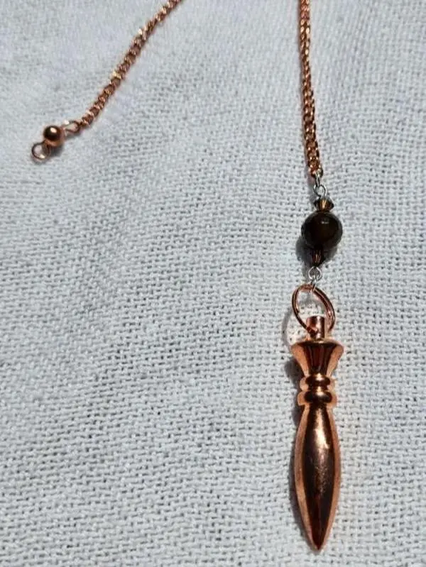 Smoky Quartz, Agate, Copper & Gold Chain Pendulum