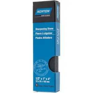 NORTON Medium Grade Silicon Carbide Sharpening Stone, 4" Long x 1" Wide x 1/2" Thick Rectangle, for Sharpening Knives in Kitchen Use, Model 61463685480