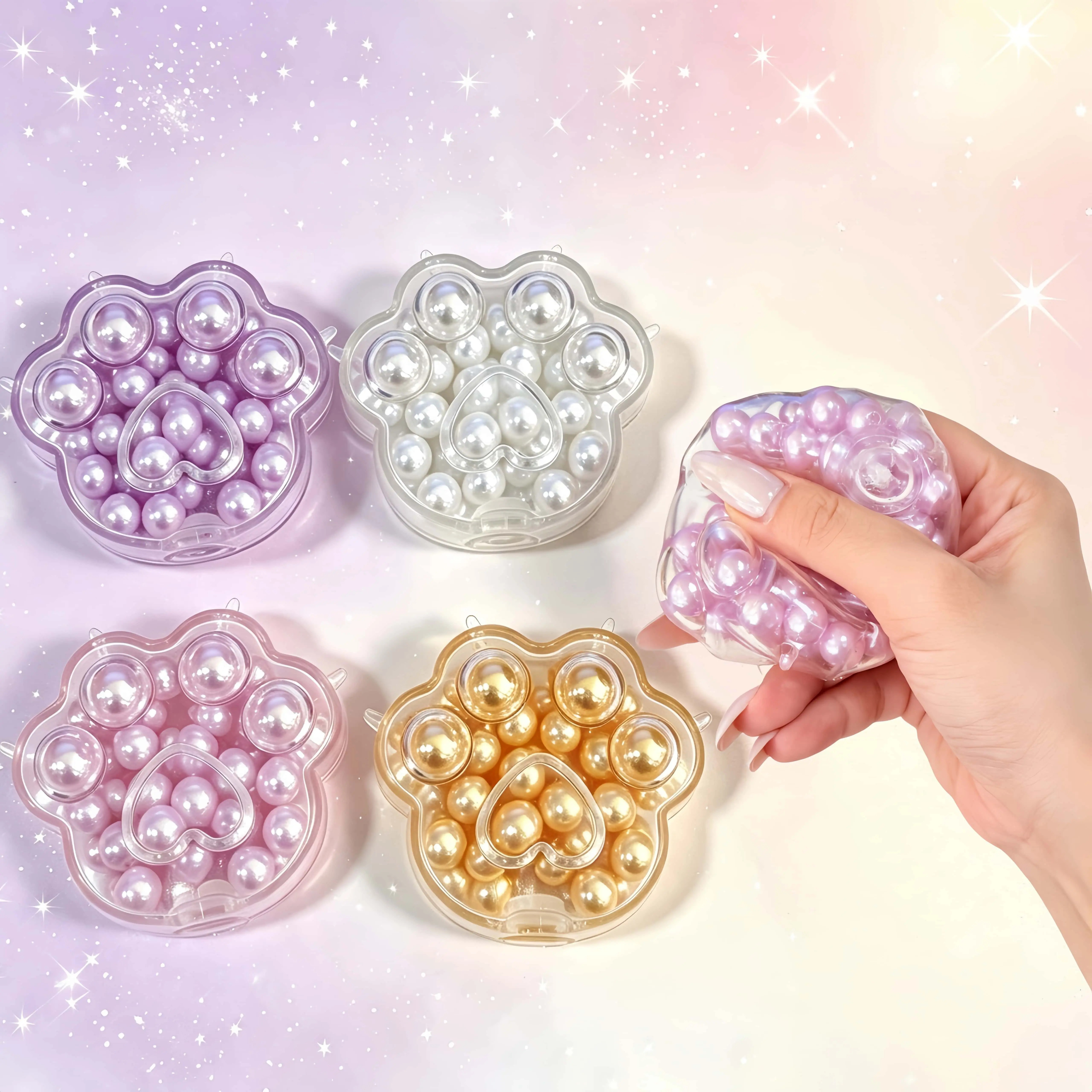 Stress Relief Pop Bubble Balls or All Ages, Enhances Focus & Emotion Release Adhd Desk Ornament, Super Soft Squishy Texture Fidget Toys - Pearl Fidget Toys in Various Colors and Shapes for Stress Relief and Fun-MM