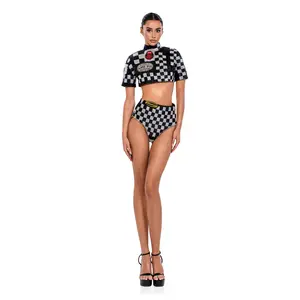 CHECKERED  ALBINADYLA CROP TEE