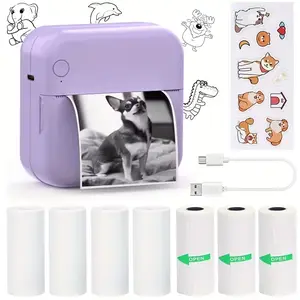 sticker box printer-HuiJuKeJi—Portable pocket sticker printer for iPhone, with 7 rolls of thermal paper (4 rolls of thermal paper+3 rolls of adhesive), used for photos, memos, and diaries