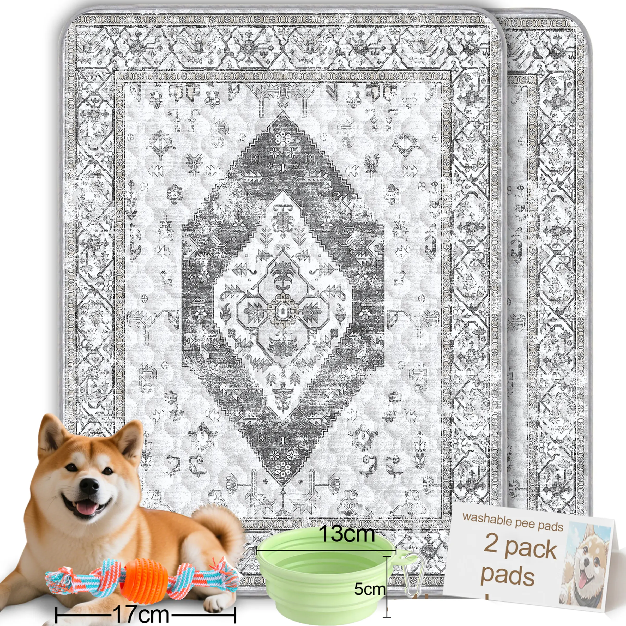 Washable Pee Pads for Dogs and Cats - Super Absorbent Reusable Puppy Training Pads - Waterproof, Leak-Proof & Non-Slip Whelping Pads for Pet Housebreaking  Potty Pads for Floor, Crate, Couch, Whelping Pads Pet Supplies Puppy Pee Mat 35.5*47inch 2pcs