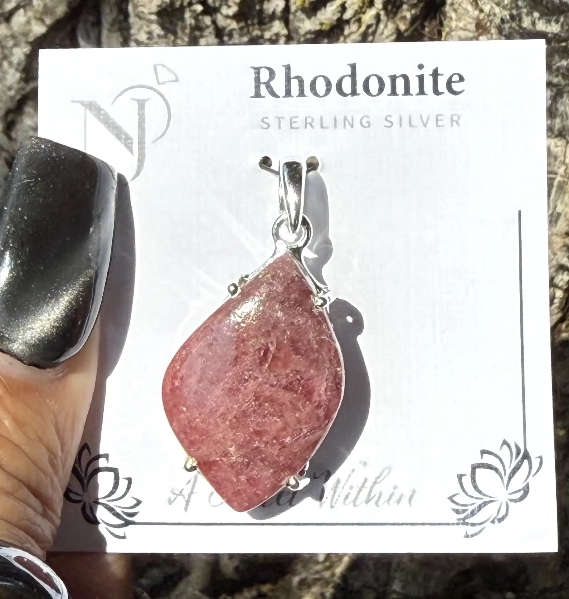 Rhodonite Sterling Silver Pendant