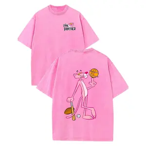 Retro Y2K Panther & Baseball Graphic Tee – 230G Heavyweight Cotton, Unisex Short Sleeve Summer Top, Machine Washable Streetwear Womenswear Streetwear Summer Soft Tshirt