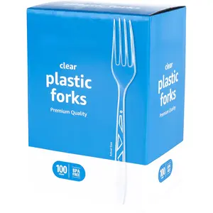 100 Count Clear Plastic Forks Premium Heavy Duty Disposable Utensils, Strong Durable Party Forks for Catering, Weddings, BBQ & Everyday Use, Bulk Value Pack, BPA-Free Food Safe Tableware