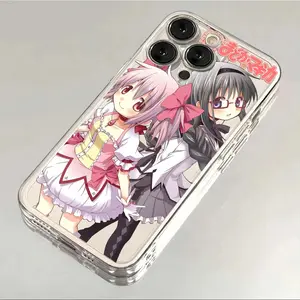 Transparent phone case featuring popular anime-style girls, compatible with iPhone 17, 16, 15, 14, 13, and 12 models.