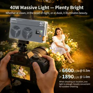 40W High Power RGB Portable Photography Fill Light Built-in Battery Mini Pocket LED Video Panel Light with Dual Cooling Fan for Live Streaming TikTok Vlog YouTube DSLR Camera Shooting Outdoor Travel Selfie Makeup Product Shooting