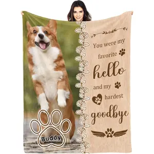 Dog Memorial Blanket Gift, Personalized Dog Memorial Blanket, Pet Sympathy Gifts for Loss of Dogs for Pets Lovers, Dogs Bereavement Passing Away Gift, Custom Photo Blankets Rainbow Bridge Keepsake