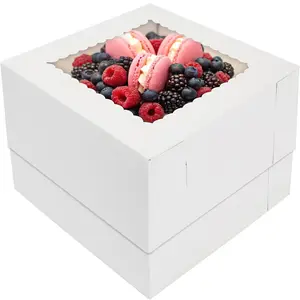 Cake Boxes, White Bakery Boxes with Window Cake Containers  Cake box for Birthday Party, Wedding,Tall Dessert Cardboard Boxes