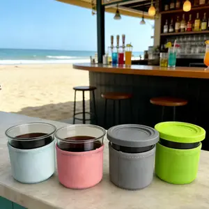 4-Piece Set Ice Cream Cup Sleeves, 16/24oz Insulated Storage Cups, Home & Outdoor Camping Use, Non-Food Contact, Universal Thermal Containers