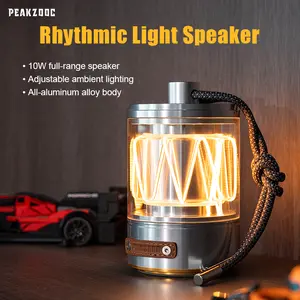 PEAKZOOC Rhythm Light Bluetooth Speaker, 10W Full-Range Audio with Adjustable Ambient Lighting, Aluminum Alloy Camping Lantern Speaker, 4000mAh Portable Outdoor Light & Wireless Speaker for Home & Travel