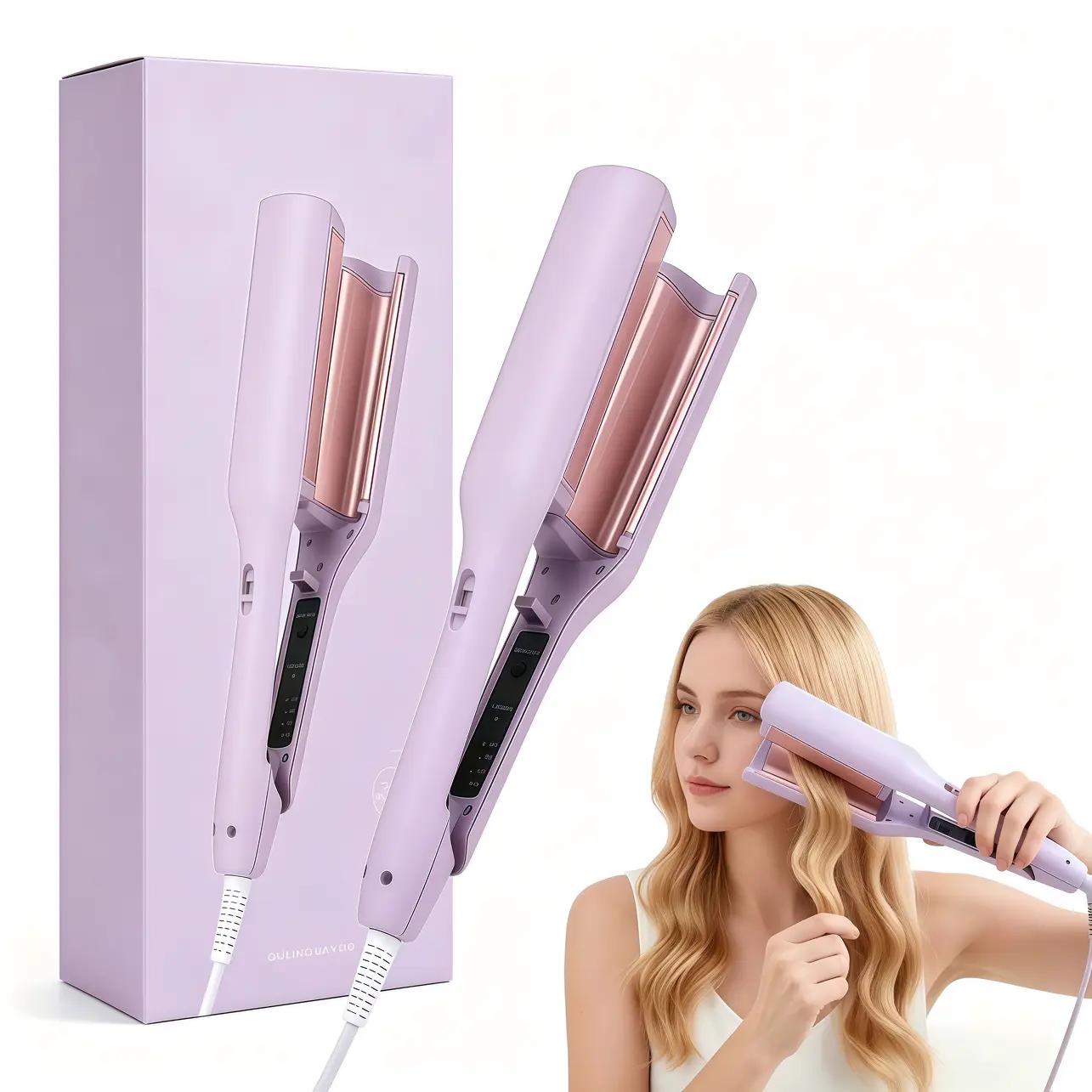 1 Inch Deep Wave Crimper Ionic Ceramic Hair Curler for Salon Hollywood Mermaid Waves Portable Travel Styling Tool